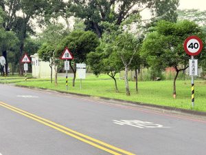 校內速限為每小時40公里，請避免闖紅燈、超速行駛、佔用車道或違規停車，並請謹記「慢」是「安全」的必要前提，「穩」比「快」更有效率。